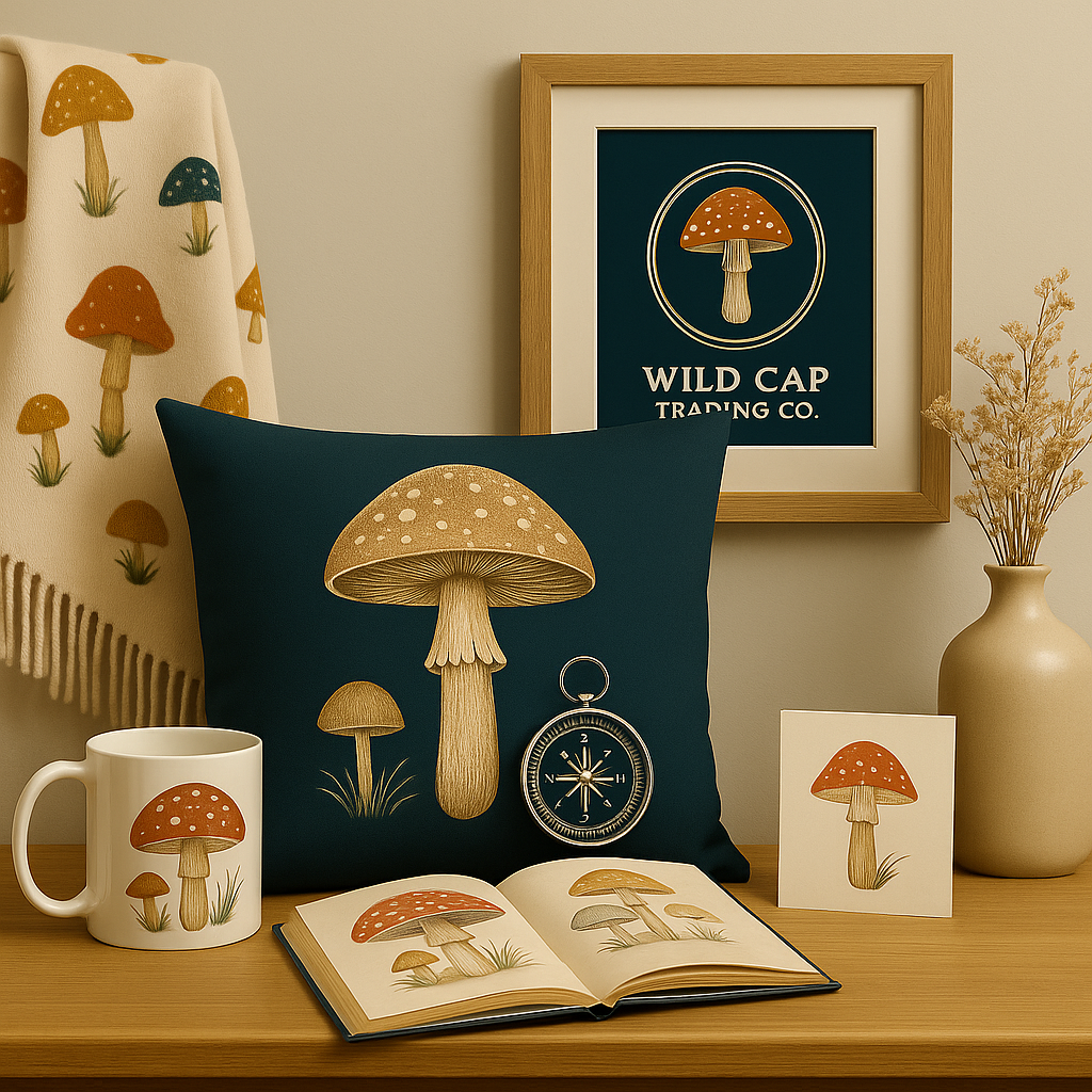 Art, coffee mugs, pillows and throws available from Wild Cap Trading Co. 
